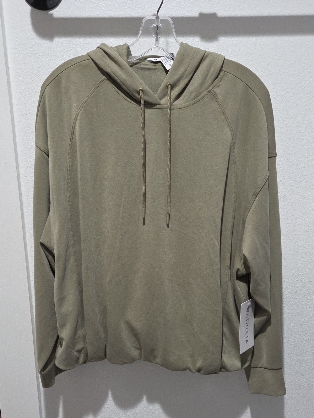 Athleta Seasoft Bubble Hem Hoodie Sage Green Pullover